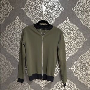 Boohoo Green Bomber Jacket with Black Accents